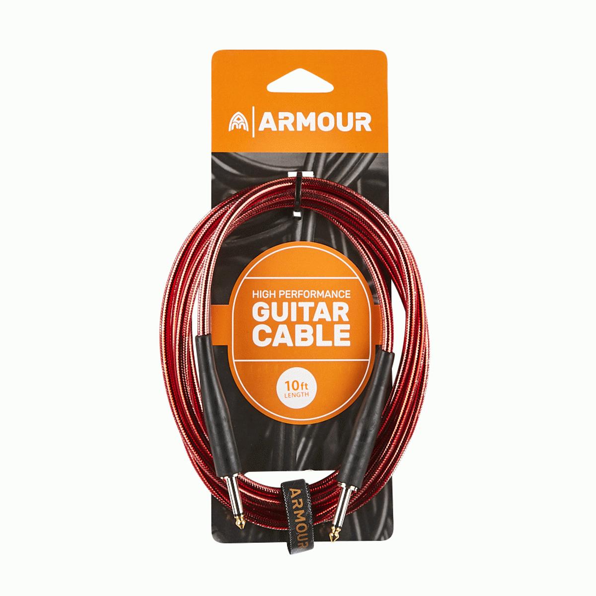 Armour GC10R 10ft Guitar Lead Transparent Red