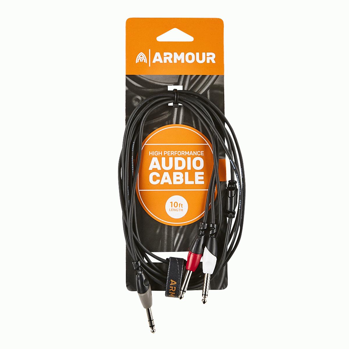 Armour SYC4 6.5mm Mal Stereo Jack to 2 x 6.5mm Male Mono Jack Cable 10ft