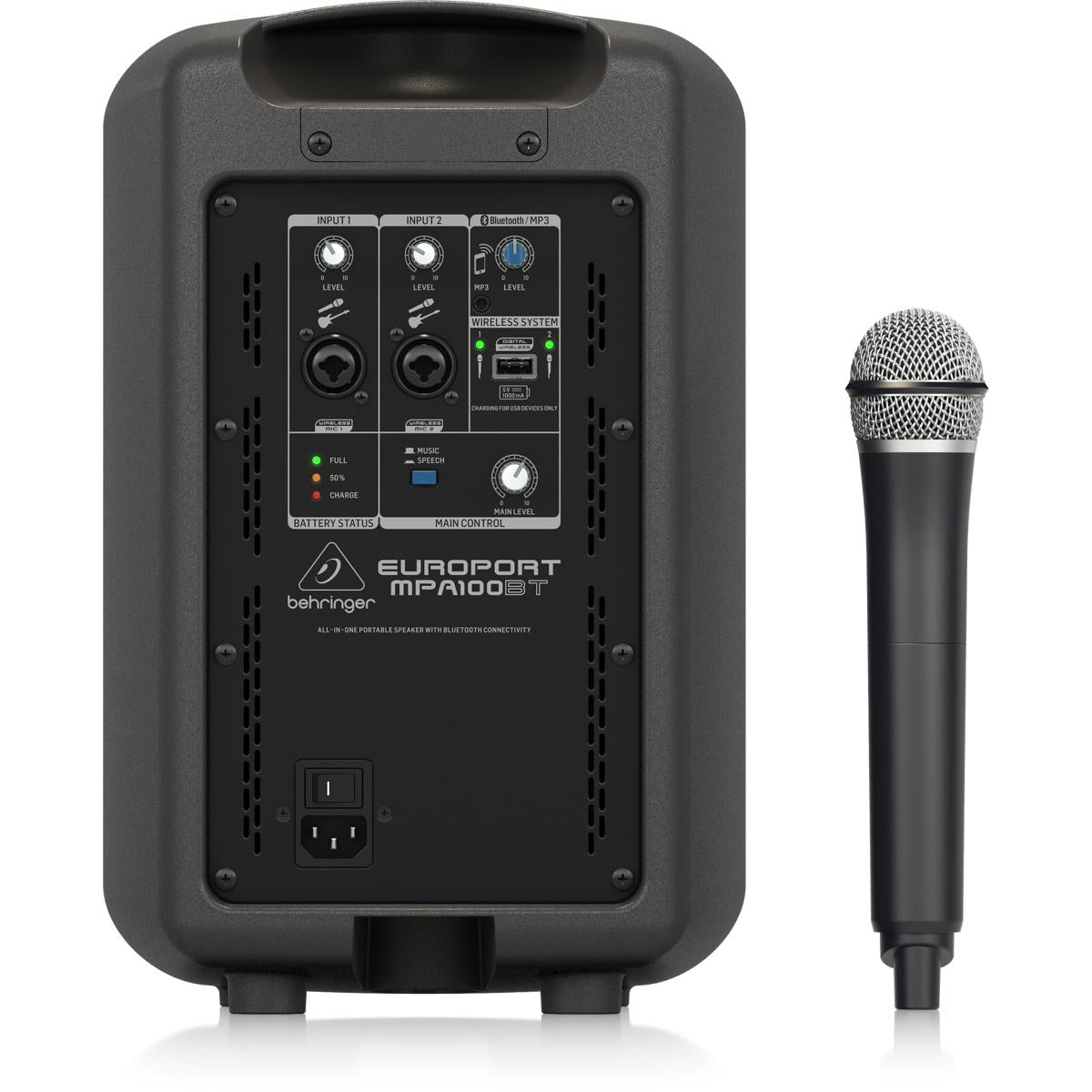 Behringer MPA100BT Portable PA System Battery Powered 100w w/ Wireless Microphone & Bluetooth