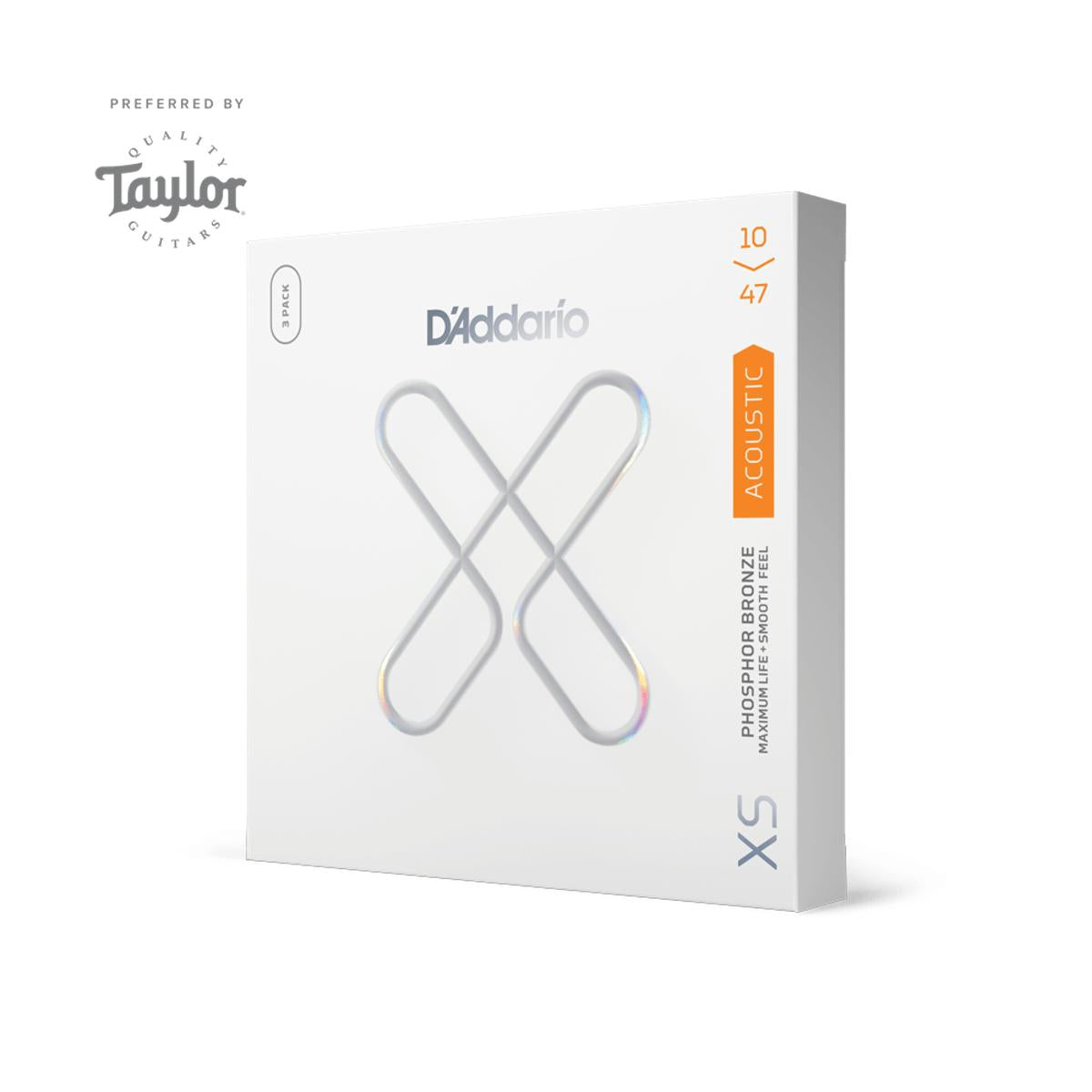D'Addario XSAPB1047 Acoustic Guitar Strings Coated XS Phosphor Bronze 10-47 Extra Light - 3 Pack