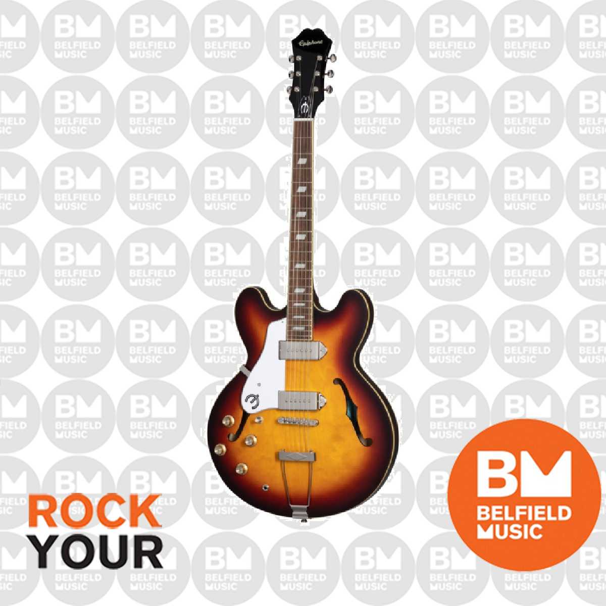 Epiphone Casino Electric Guitar Semi-Hollow Left Handed Vintage Sunburst w/ GigBag - EOCAVSNH1L