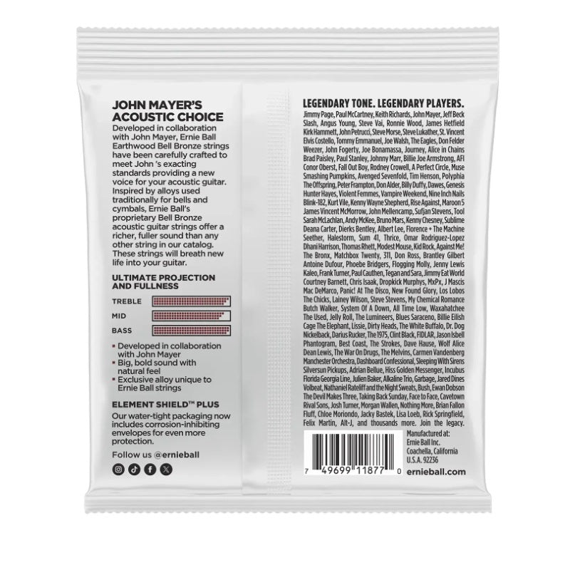 Ernie Ball 2346 Earthwood Bell Bronze Acoustic Guitar Strings Medium Light 12-54