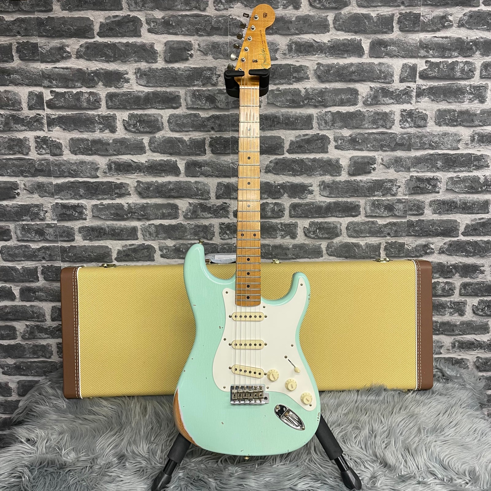 Fender Custom Shop 1957 Stratocaster Electric Guitar Faded Aged Surf Green - Relic - 9236910347