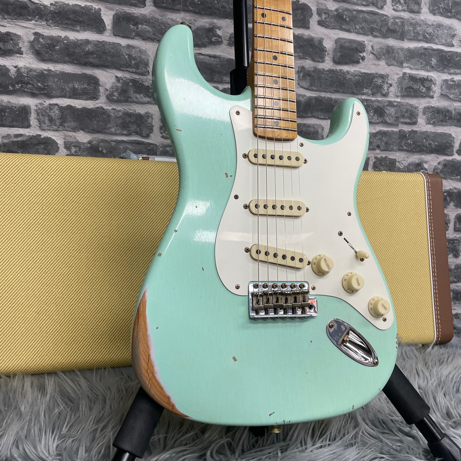 Fender Custom Shop 1957 Stratocaster Electric Guitar Faded Aged Surf Green - Relic - 9236910347