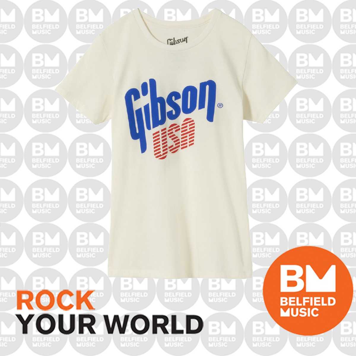 Gibson USA Womens T-Shirt Vintage White 2XL - GA-TEEWM-USA-WHT-2X