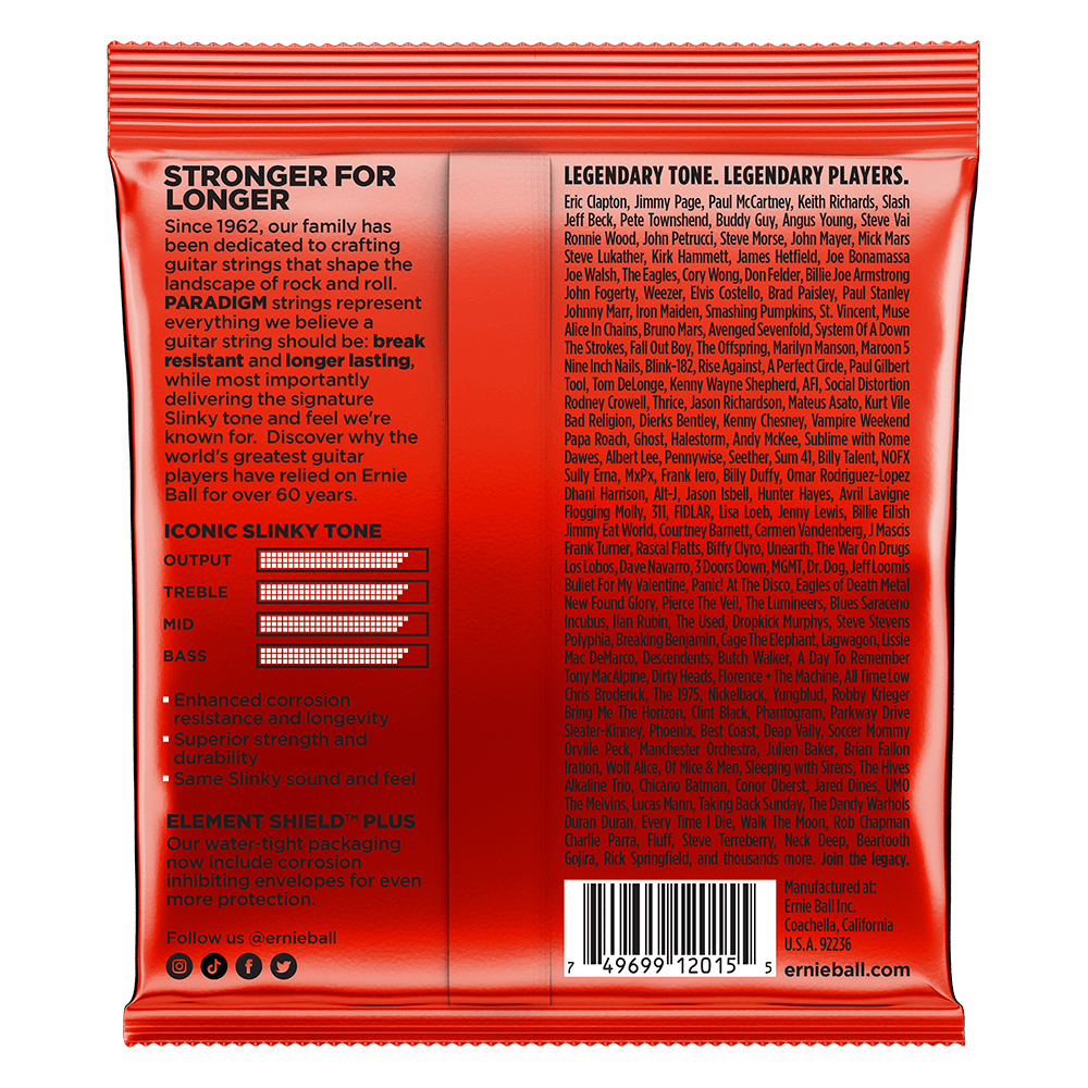 Ernie Ball 2015 Paradigm Electric Guitar Strings Skinny Top Heavy Bottom Slinky 10-52