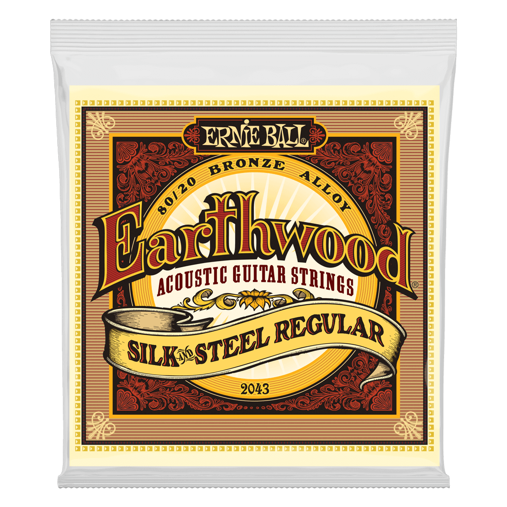 Ernie Ball 2043 Earthwood Acoustic Guitar Strings 80/20 Bronze Silk & Steel Regular 13-56