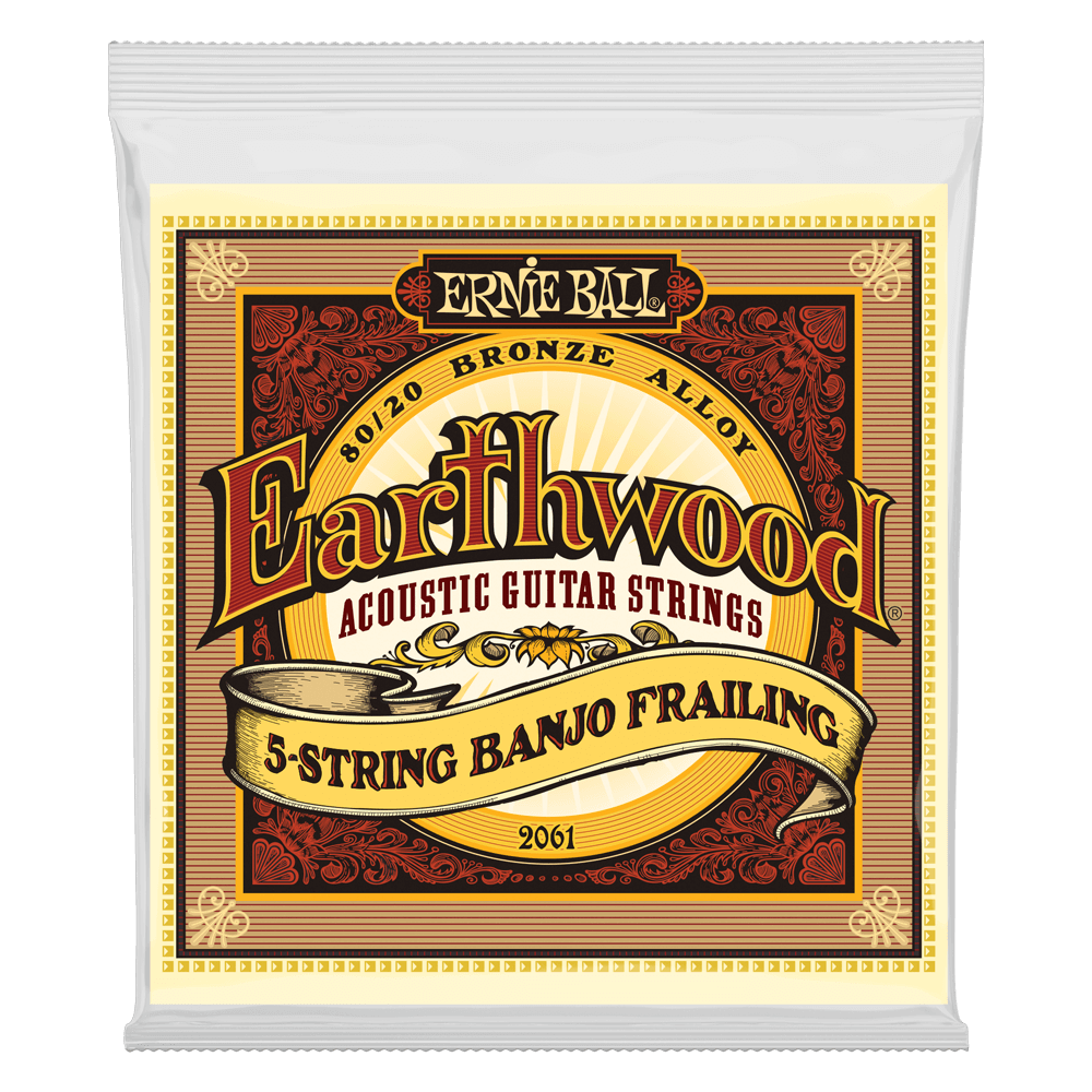 Ernie Ball 2061 Earthwood 5-String Banjo Strings Frailing 80/20 Bronze 10-24 (Loop End)