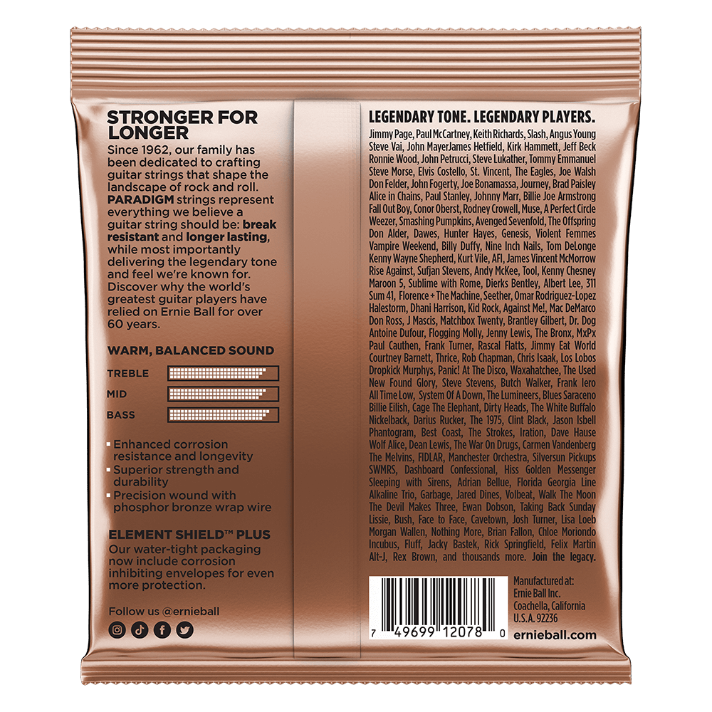 Ernie Ball 2078 Paradigm Acoustic Guitar Strings Phosphor Bronze Light 11-52