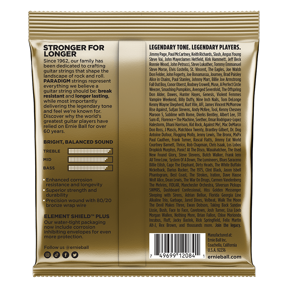 Ernie Ball 2084 Paradigm Acoustic Guitar Strings 80/20 Bronze Medium 13-56