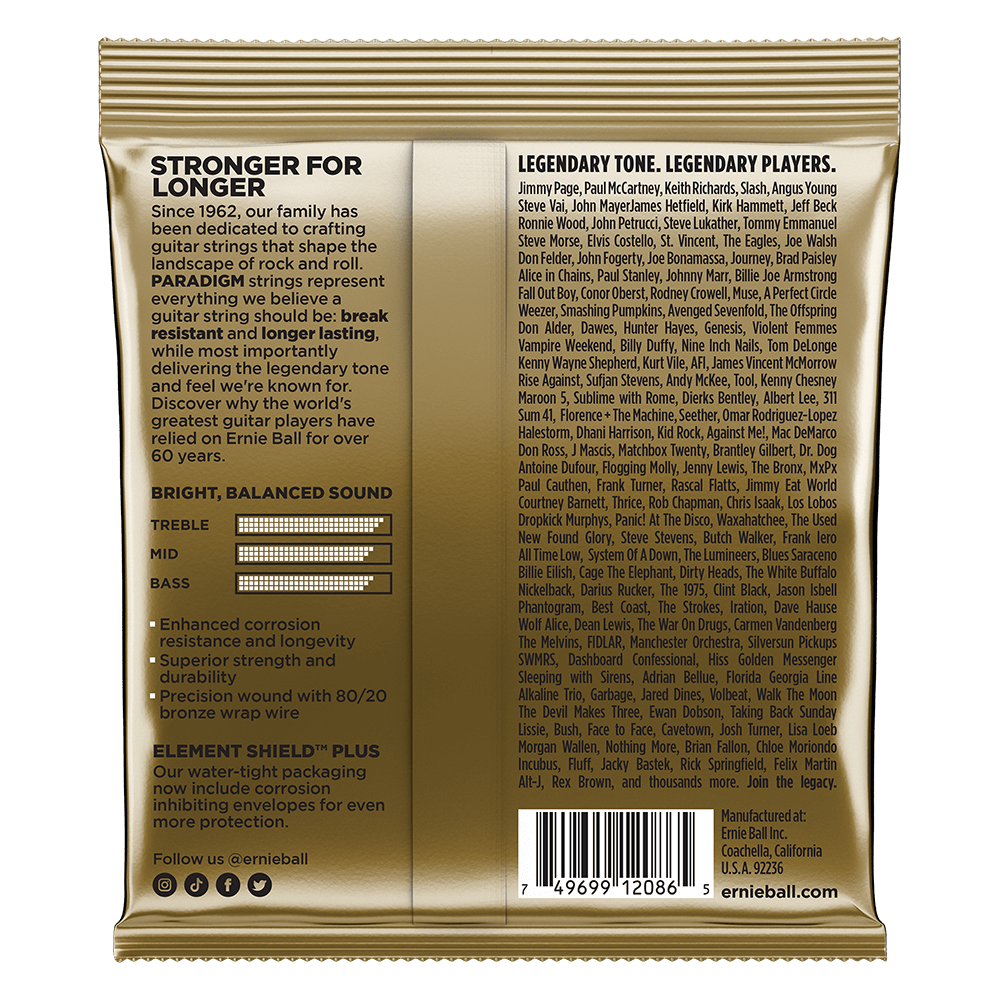 Ernie Ball 2086 Paradigm Acoustic Guitar Strings 80/20 Bronze Medium-Light 12-54