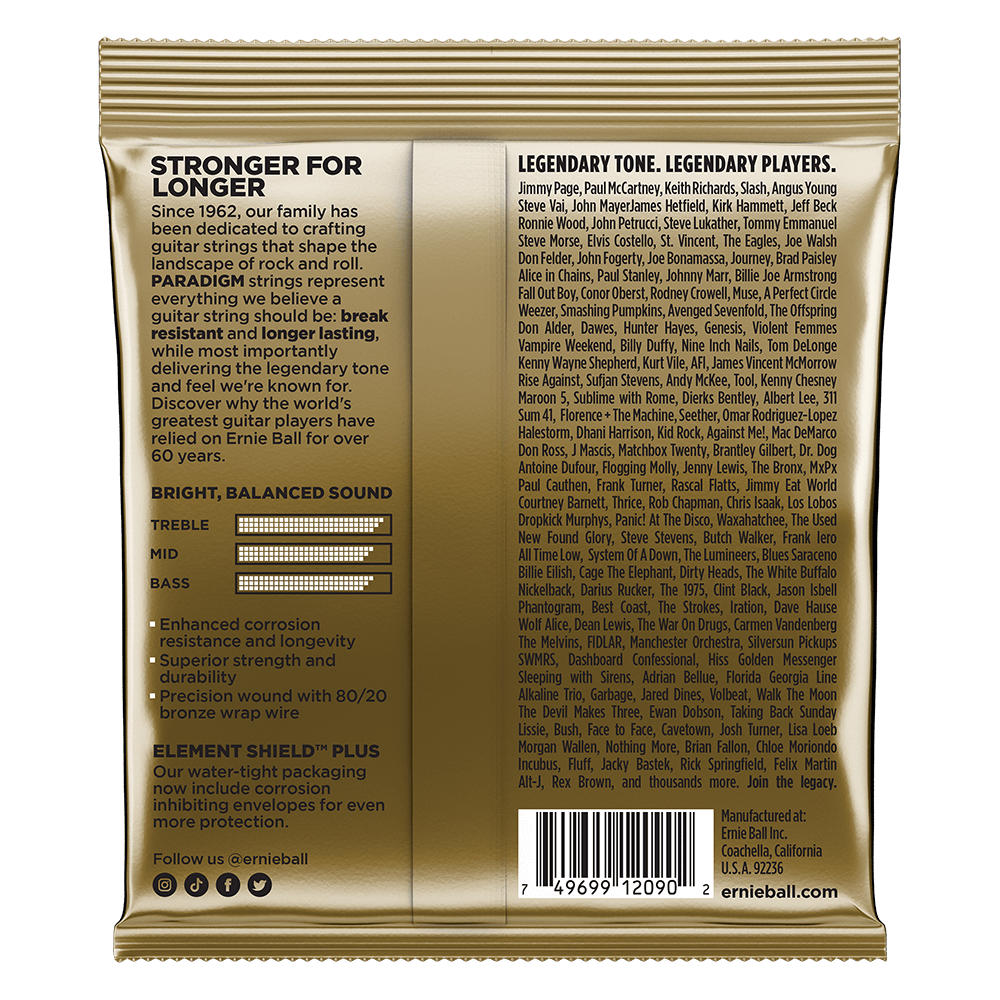 Ernie Ball 2090 Paradigm Acoustic Guitar Strings 80/20 Bronze Extra Light 10-50