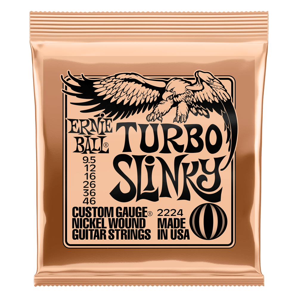 Ernie Ball 2224 Electric Guitar Strings Slinky Nickel Wound Turbo 9.5-46