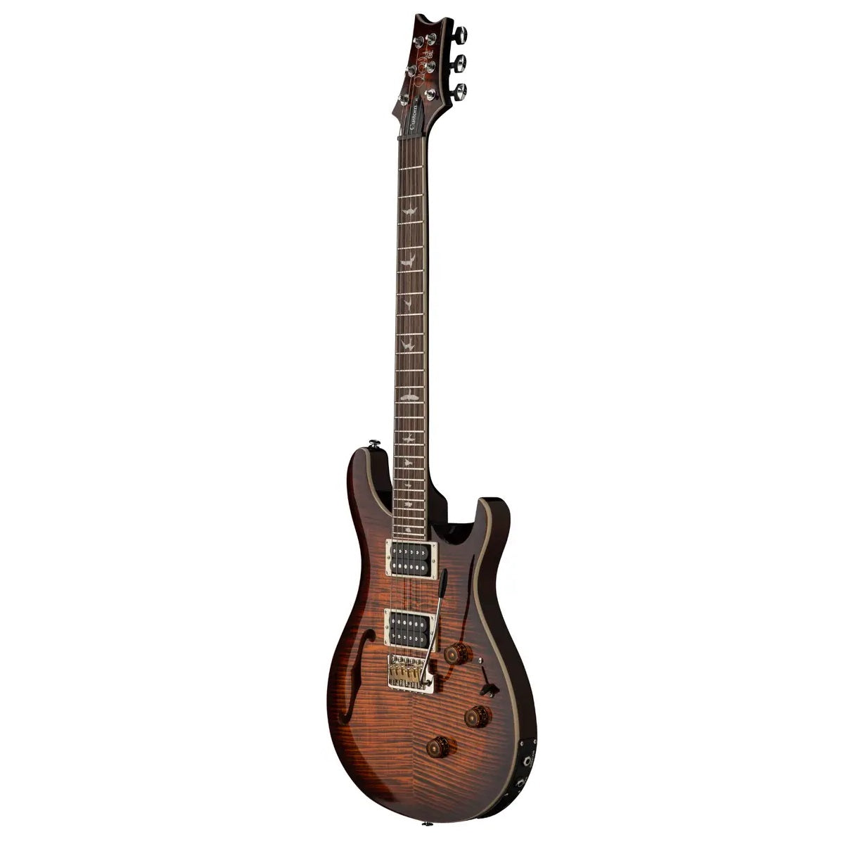 PRS Paul Reed Smith SE Custom 24 Semi Hollow Piezo Electric Guitar Orange Tiger Smoke Burst