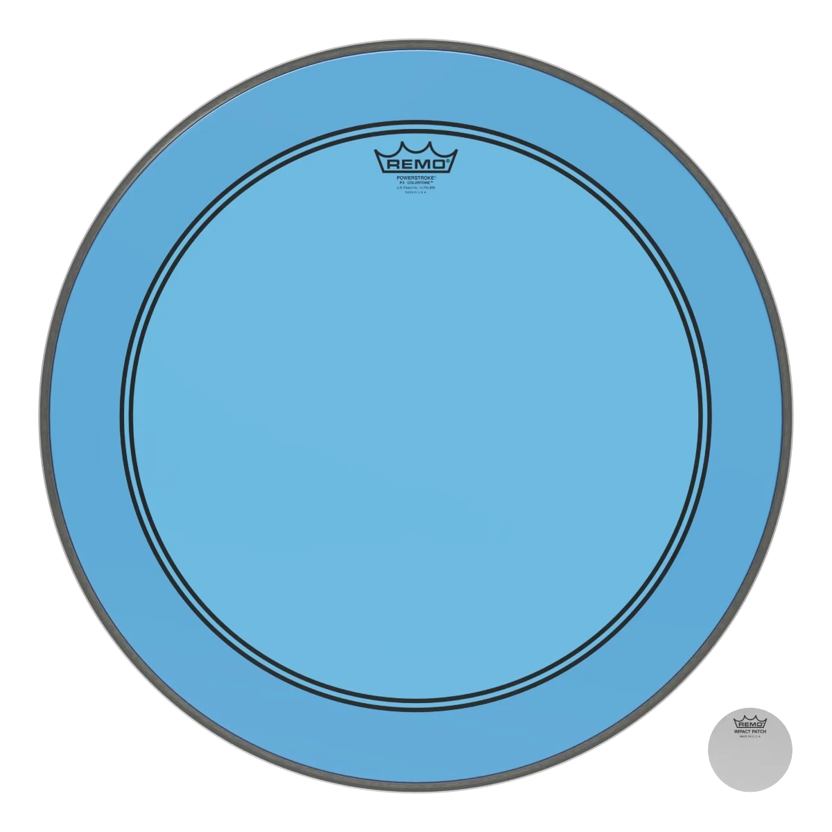 Remo P3-1320-CT-BU Powerstroke 3 Colortone BLUE Bass Drum Head Skin 20 Inch PS3 20" w/ Falam Patch