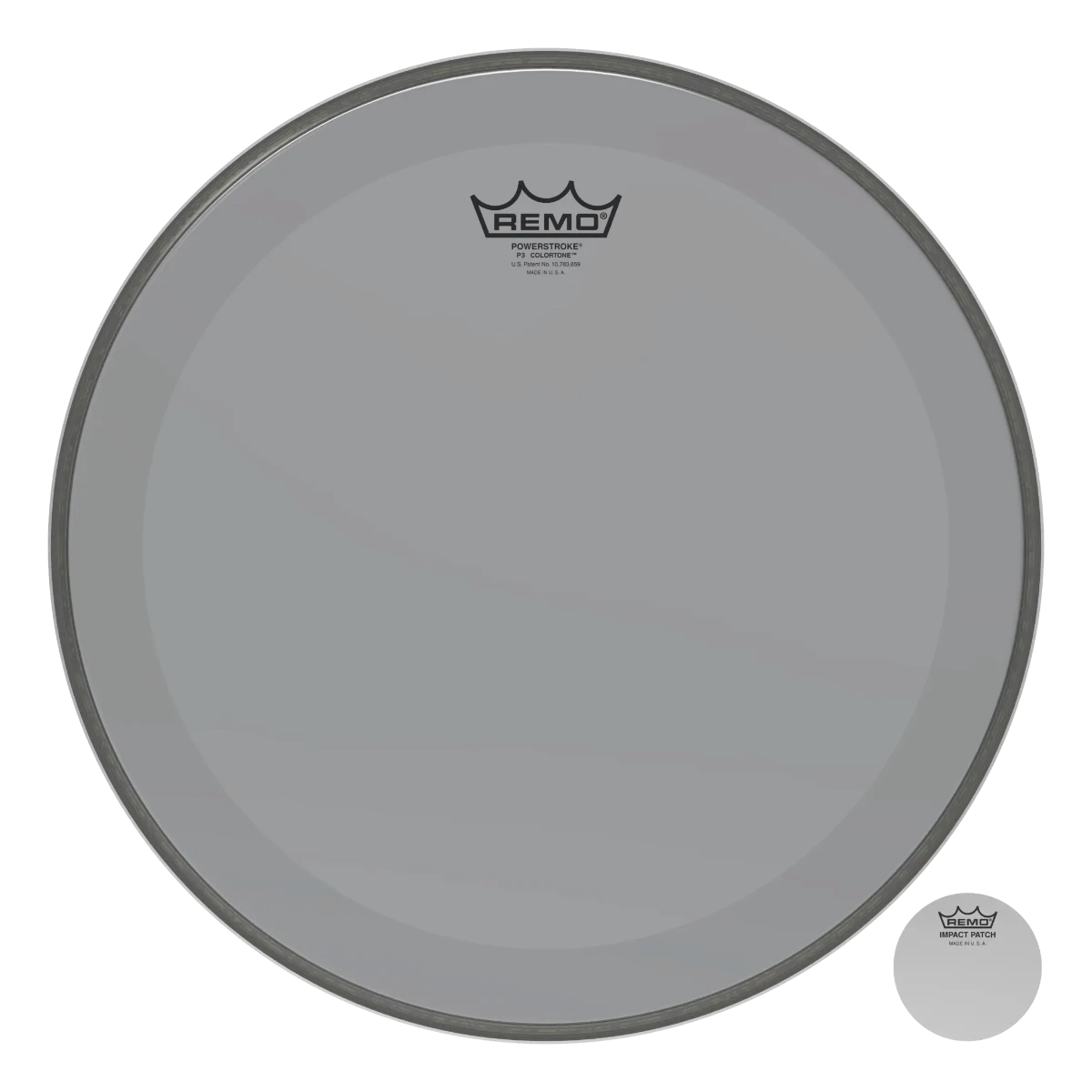 Remo P3-1320-CT-SM Powerstroke 3 Colortone SMOKE Bass Drum Head Skin 20 Inch PS3 20" w/ Falam Patch