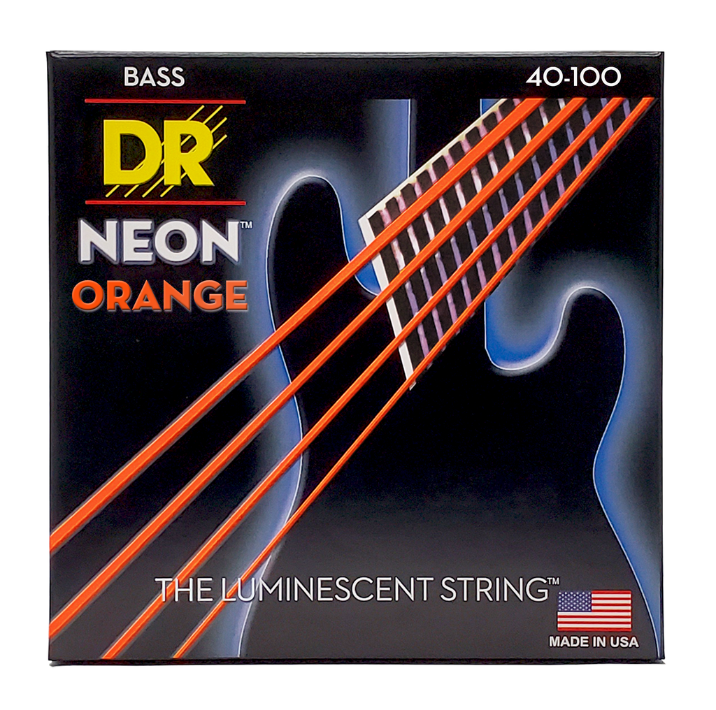 DR HI-DEF NEON NOB-40 Orange Colored Bass Guitar Strings: Light 40-100