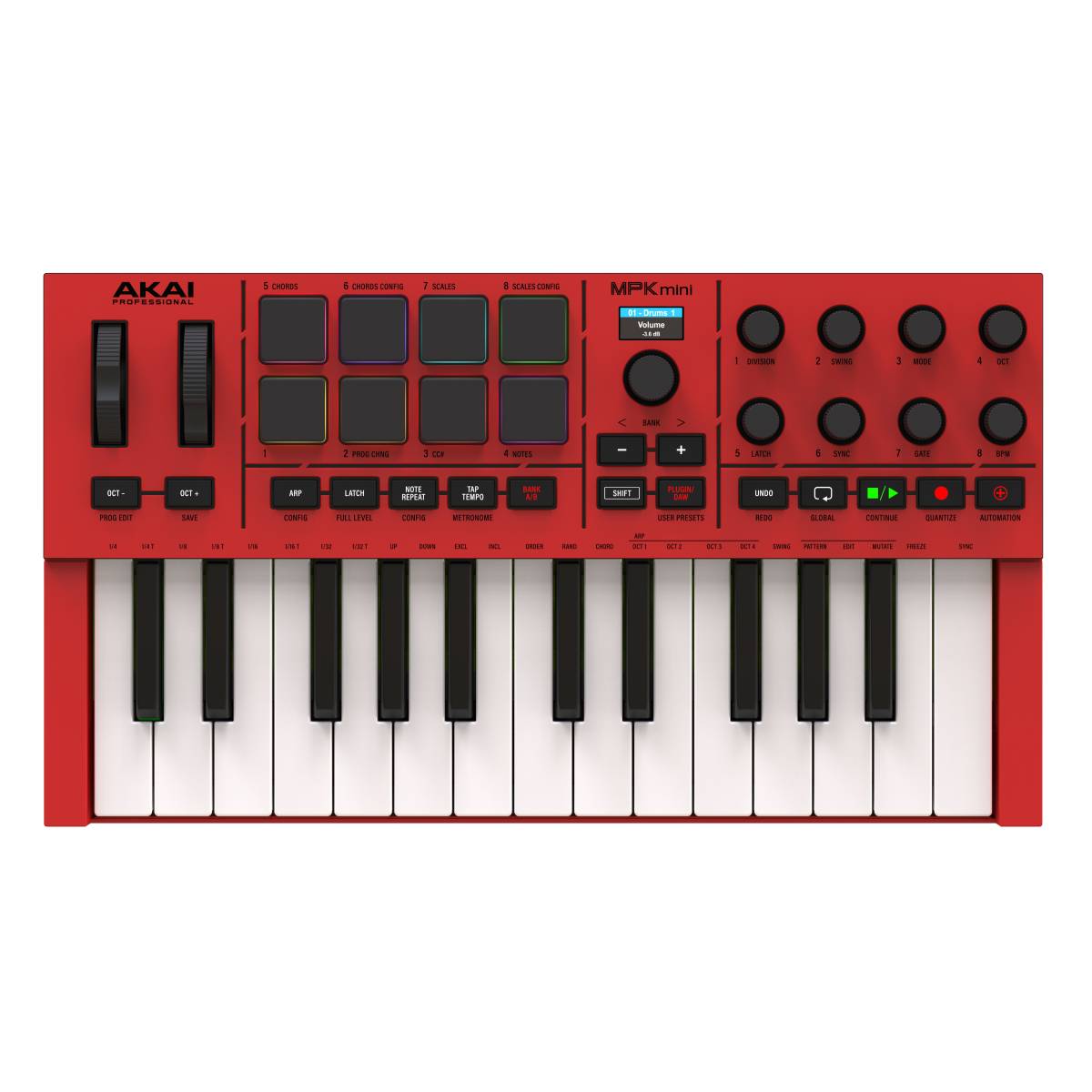 Akai Pro MPK Mini IV Portable USB Keyboard Controller - Red