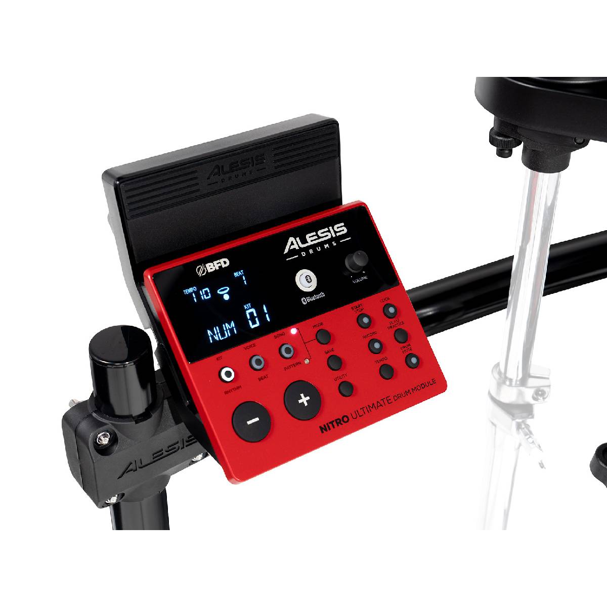 Alesis Nitro Ultimate Kit 9-Piece Professional Electronic Drum Kit w/ Stand-Mounted Hi-Hat & Bluetooth