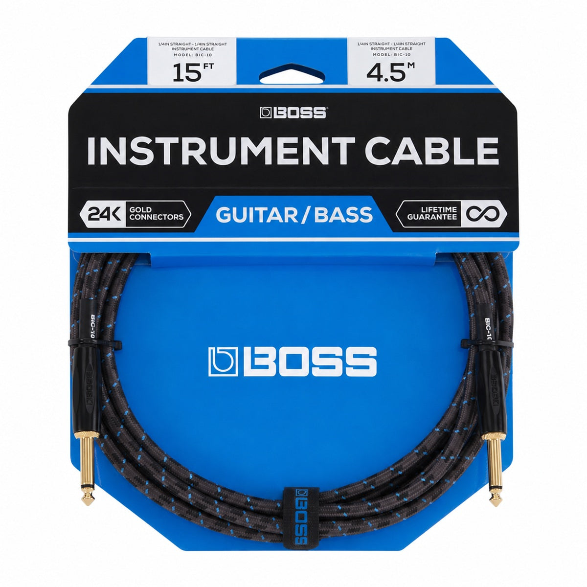 Boss BIC-15 Guitar Cable Instrument Lead 4.5m (15ft) - Straight to Straight