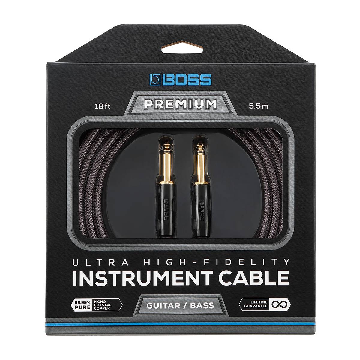 Boss BIC-P18 Premium Guitar Cable Instrument Lead 5.5m (18ft) - Straight to Straight