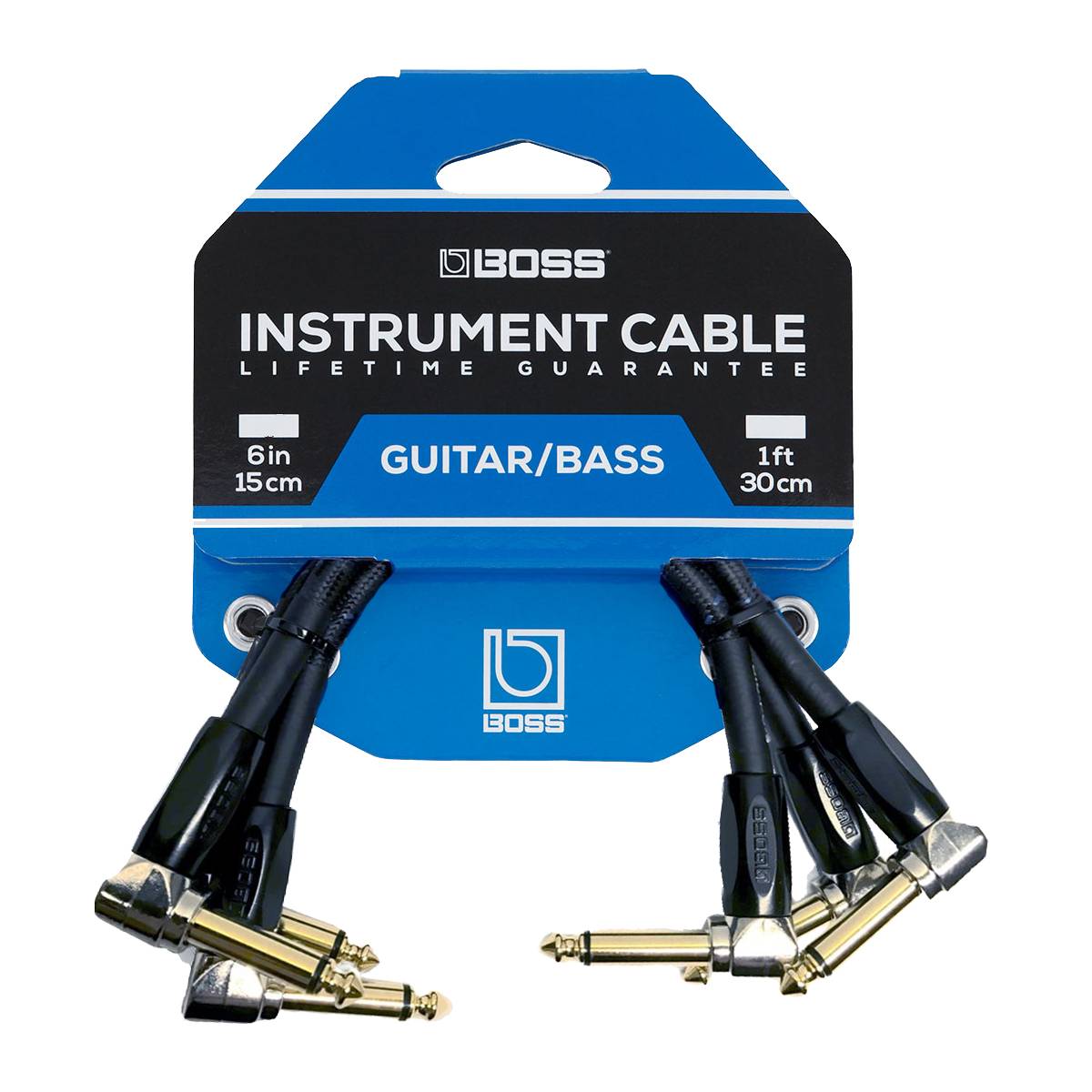 Boss BIC-PC-3 Guitar Patch Cable Instrument Lead 15cm (6inch) - Angled to Angled (3-Pack)