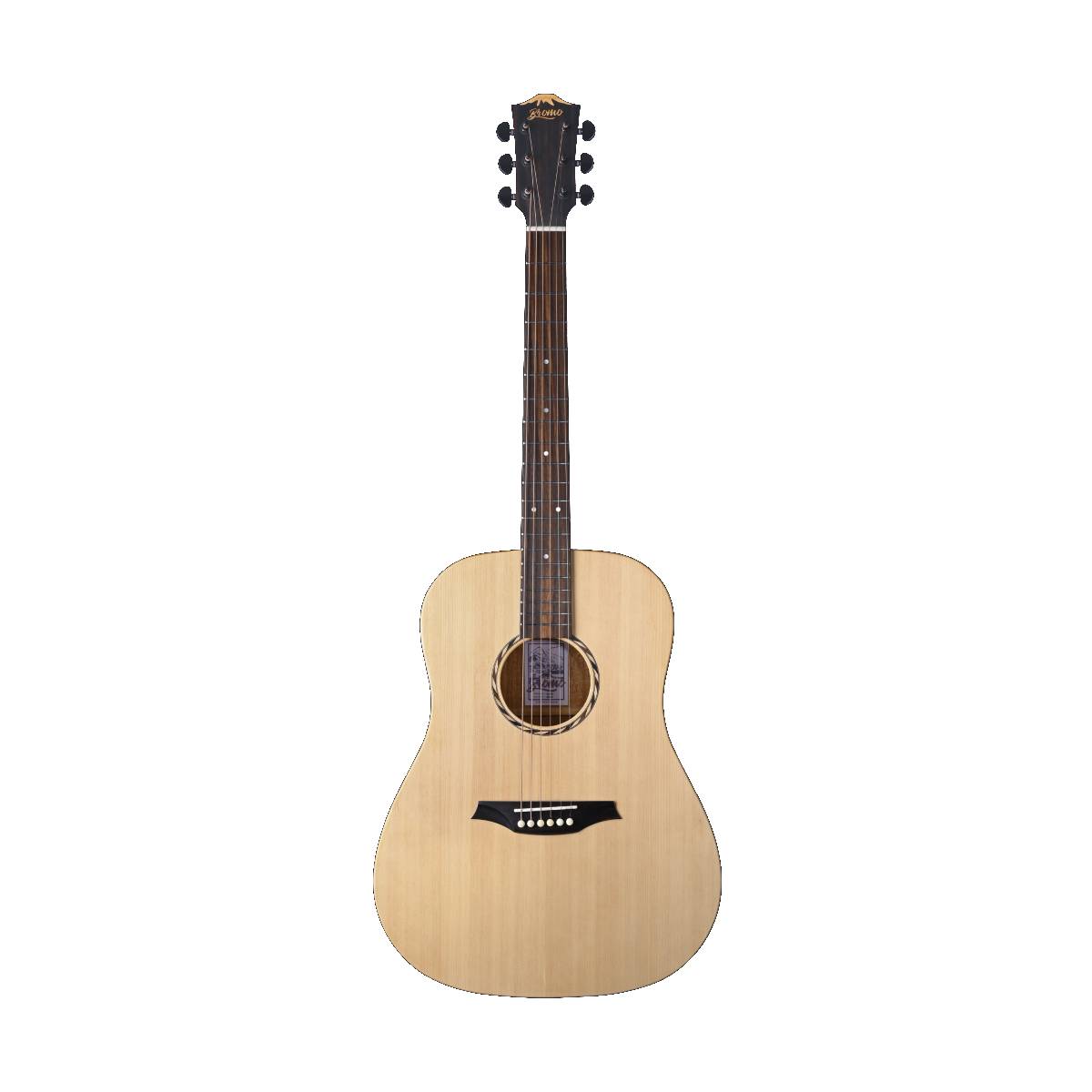 Bromo BAT1N Tahoma Series Dreadnought Acoustic Guitar w/ Solid Spruce Top (Nature Made - Plastic Free)