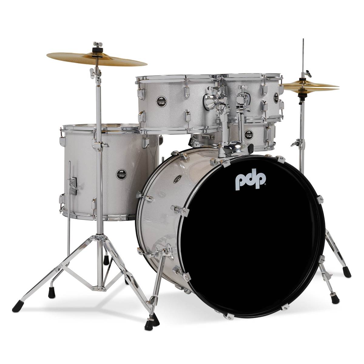 PDP DRUMS CENTREstage Drum Set 5-Piece Kit Diamond White w/ 22inch Kick - Includes Hardware, Cymbals & Throne