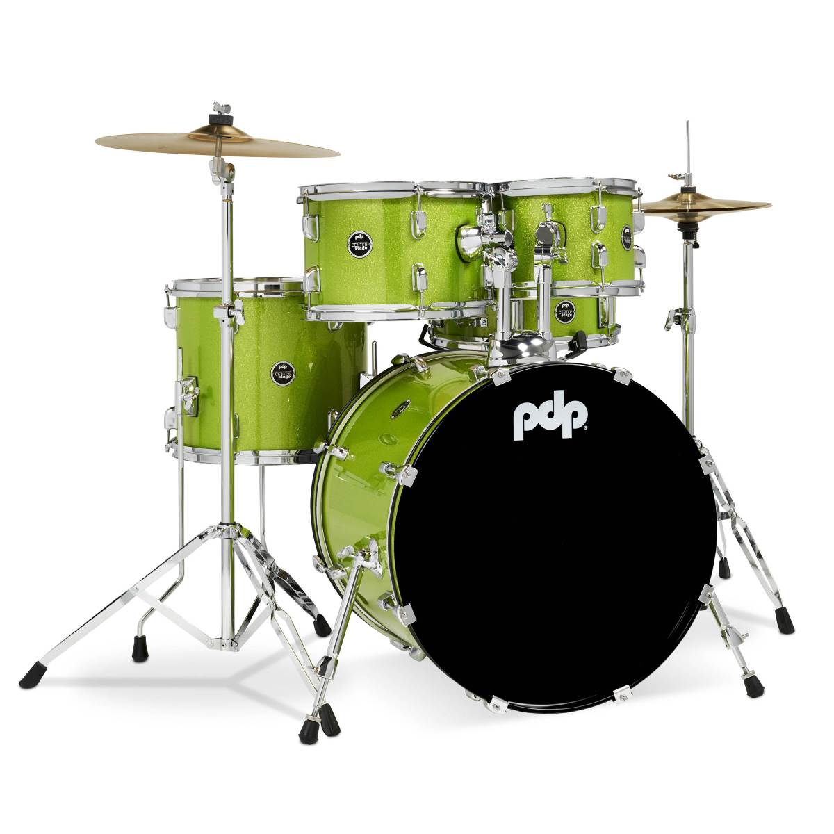 PDP DRUMS CENTREstage Drum Set 5-Piece Kit Electric Green w/ 20inch Kick - Includes Hardware, Cymbals & Throne