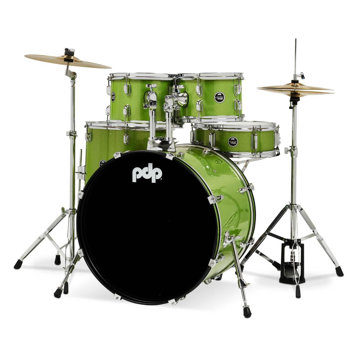 PDP DRUMS CENTREstage Drum Set 5-Piece Kit Electric Green w/ 22inch Kick - Includes Hardware, Cymbals & Throne