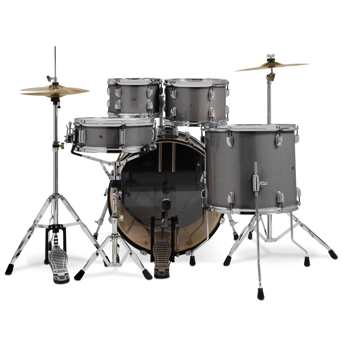 PDP DRUMS CENTREstage Drum Set 5-Piece Kit Silver Sparkle w/ 22inch Kick - Includes Hardware, Cymbals & Throne