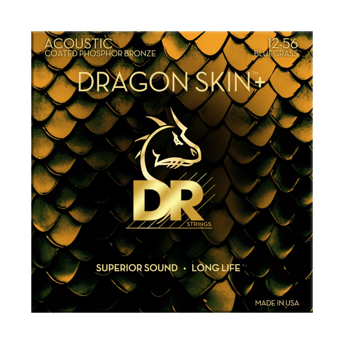 DR Dragon Skin+ DAP-12/56 Phosphor Bronze Acoustic Guitar Strings: 12-56