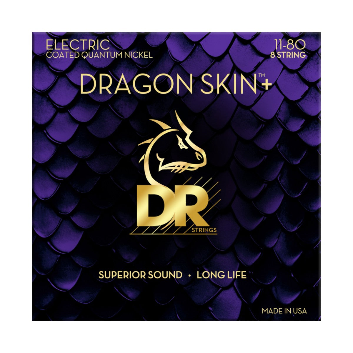 DR Dragon Skin+ DEQ-8/11 Electric Guitar Strings: 8-String 11-80