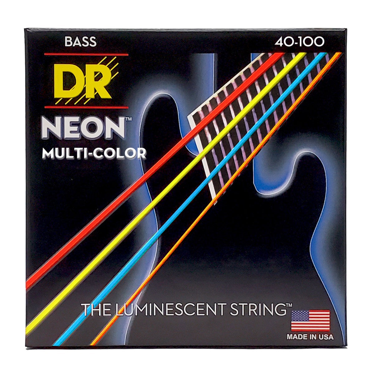 DR HI-DEF NEON NMCB-40 Multi-Color Colored Bass Guitar Strings: Light 40-100