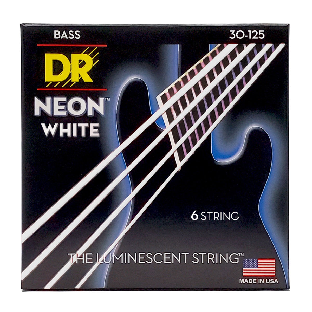 DR HI-DEF NEON NWB6-30 White Colored Bass Guitar Strings: 6-String Medium 30-125