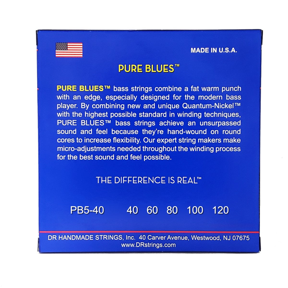 DR PURE BLUES PB5-40 Quantum Nickel Bass Guitar Strings: 5-String Light 40-120