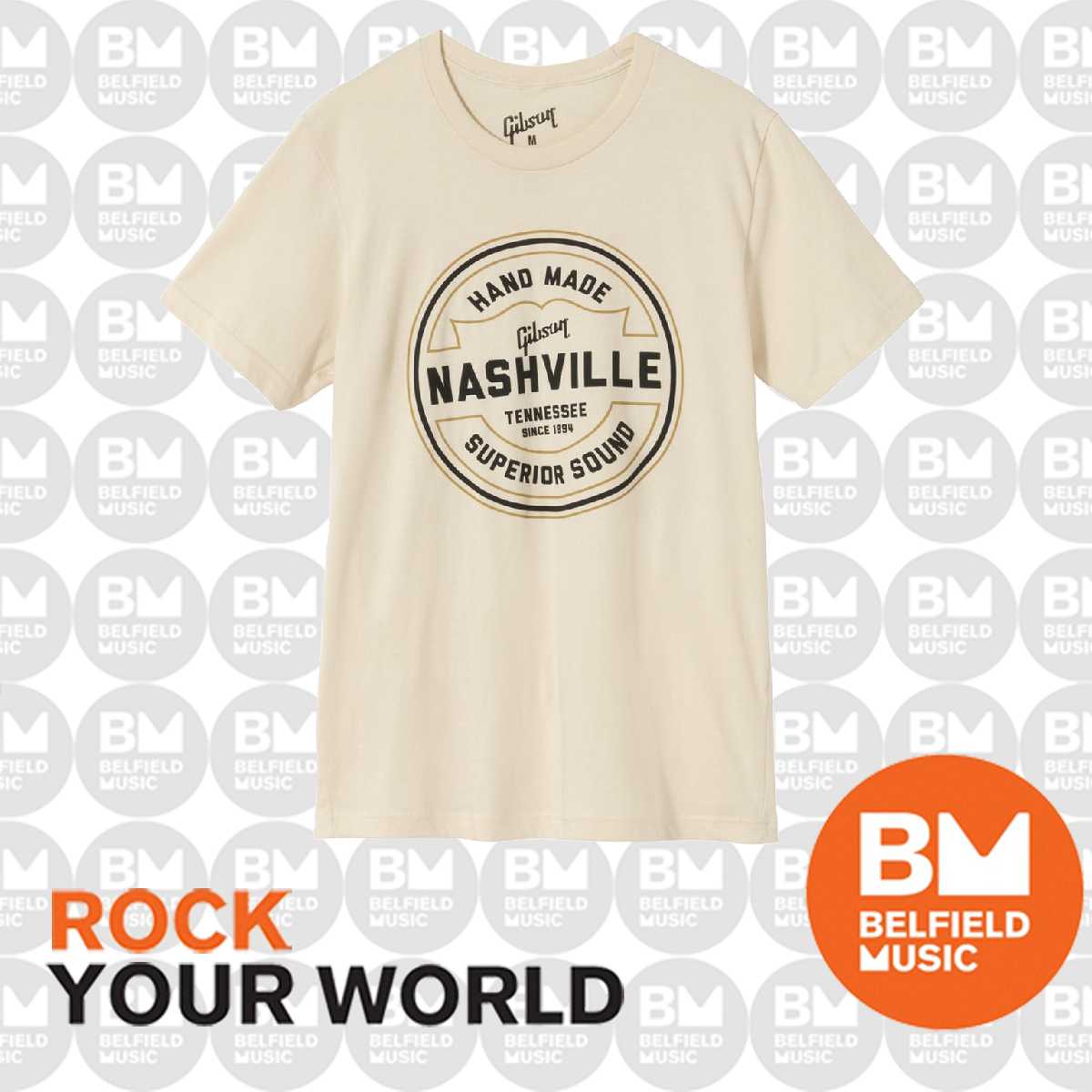 Gibson Handmade In Nashville T-Shirt Cream Large - GA-TEE-HAND-CRM-LG