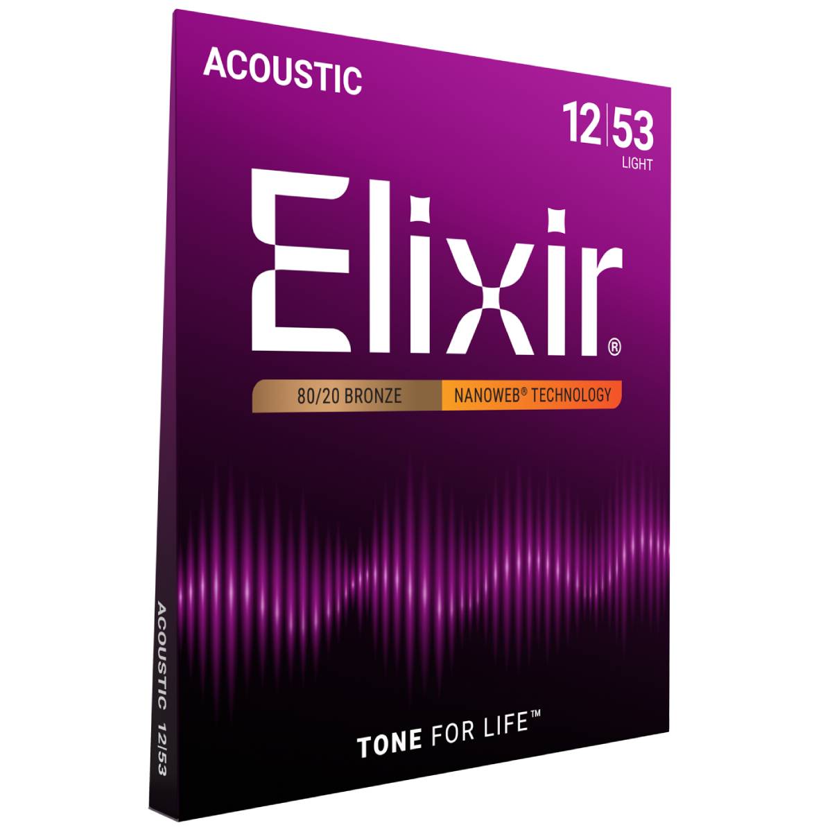 3 x Elixir 11052 Acoustic Guitar Strings 80/20 Bronze Nanoweb Coated - Light 12-53