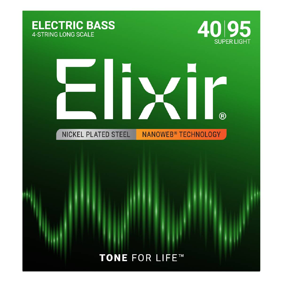Elixir 14002 Electric Bass Guitar Strings Nanoweb Coated - Super Light 40-95