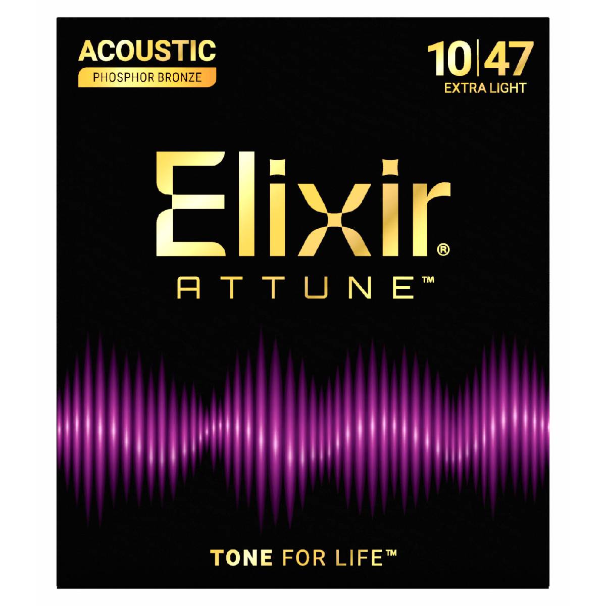 Elixir 21002 Attune Acoustic Guitar Strings Phosphor Bronze Coated - Extra Light 10-47