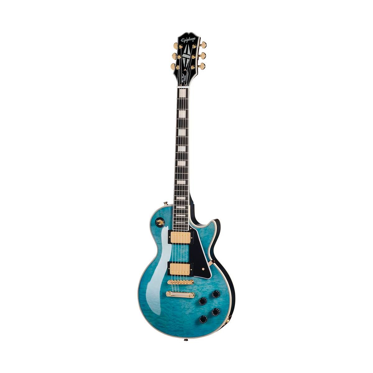 Epiphone Les Paul Custom Quilt Electric Guitar Ocean Blue Burst w/ Bag - EILPCOBGH3
