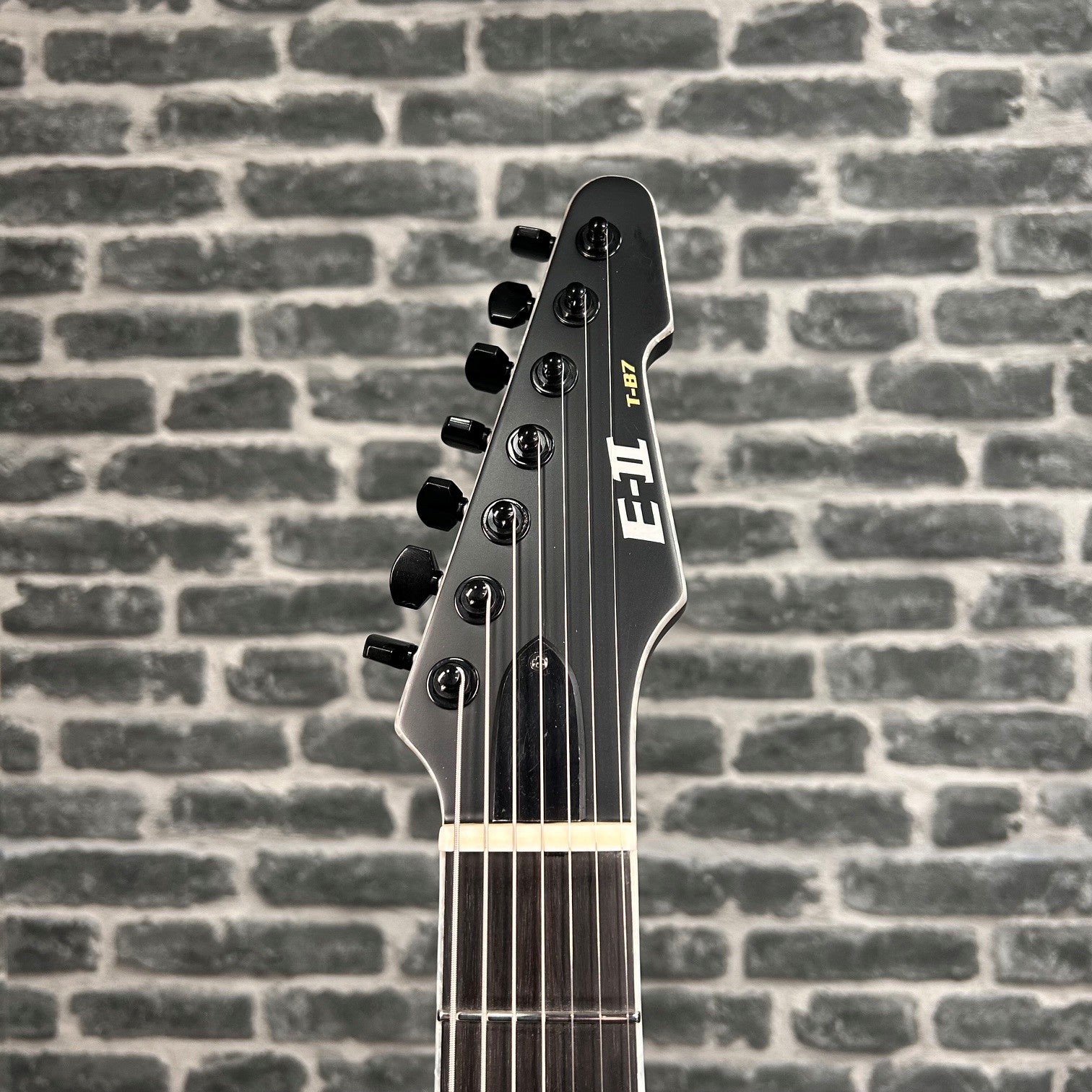 ESP E-II T-B7 BARITONE Electric Guitar 7-String Black Satin w/ EMGs - MINOR BLEMISH