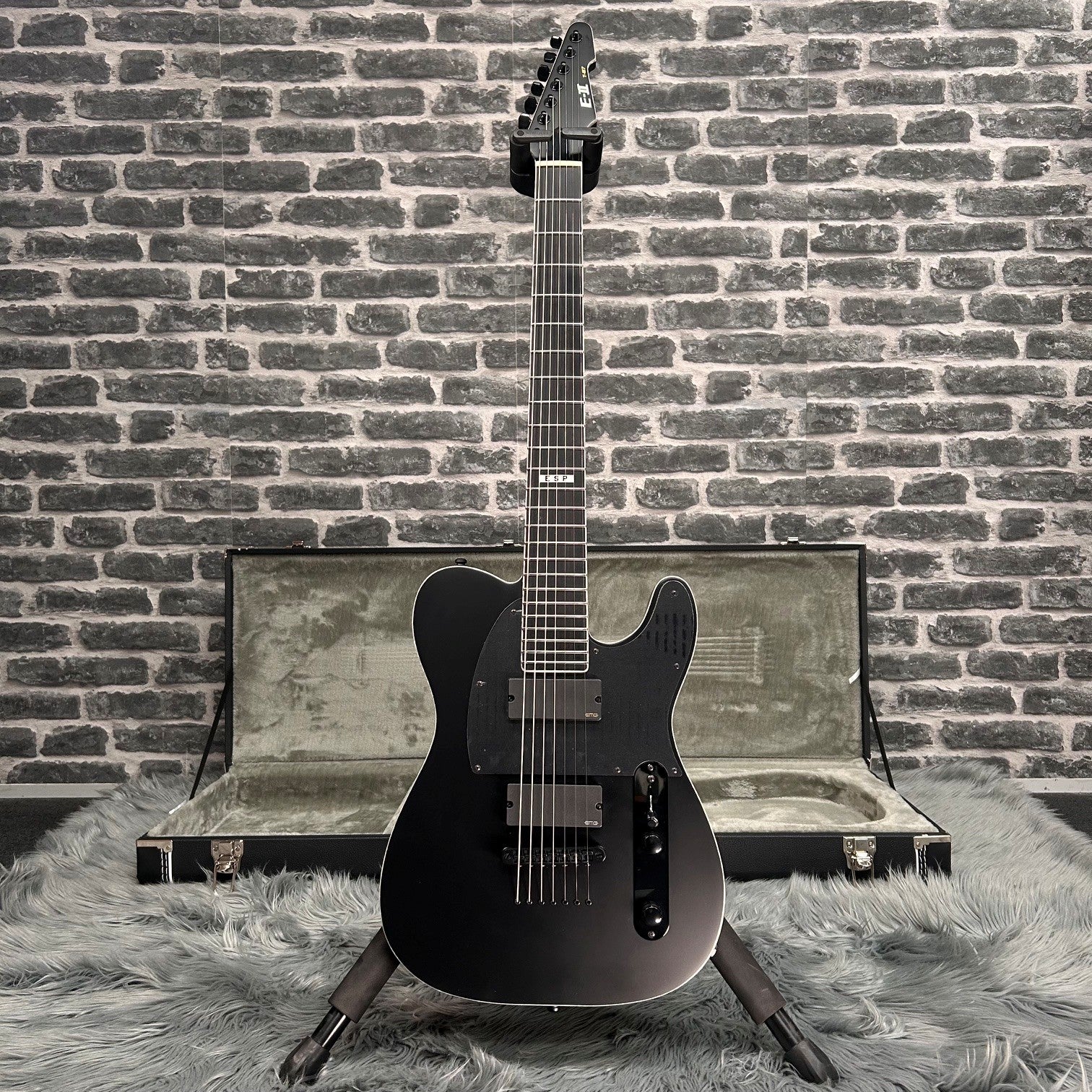 ESP E-II T-B7 BARITONE Electric Guitar 7-String Black Satin w/ EMGs - MINOR BLEMISH