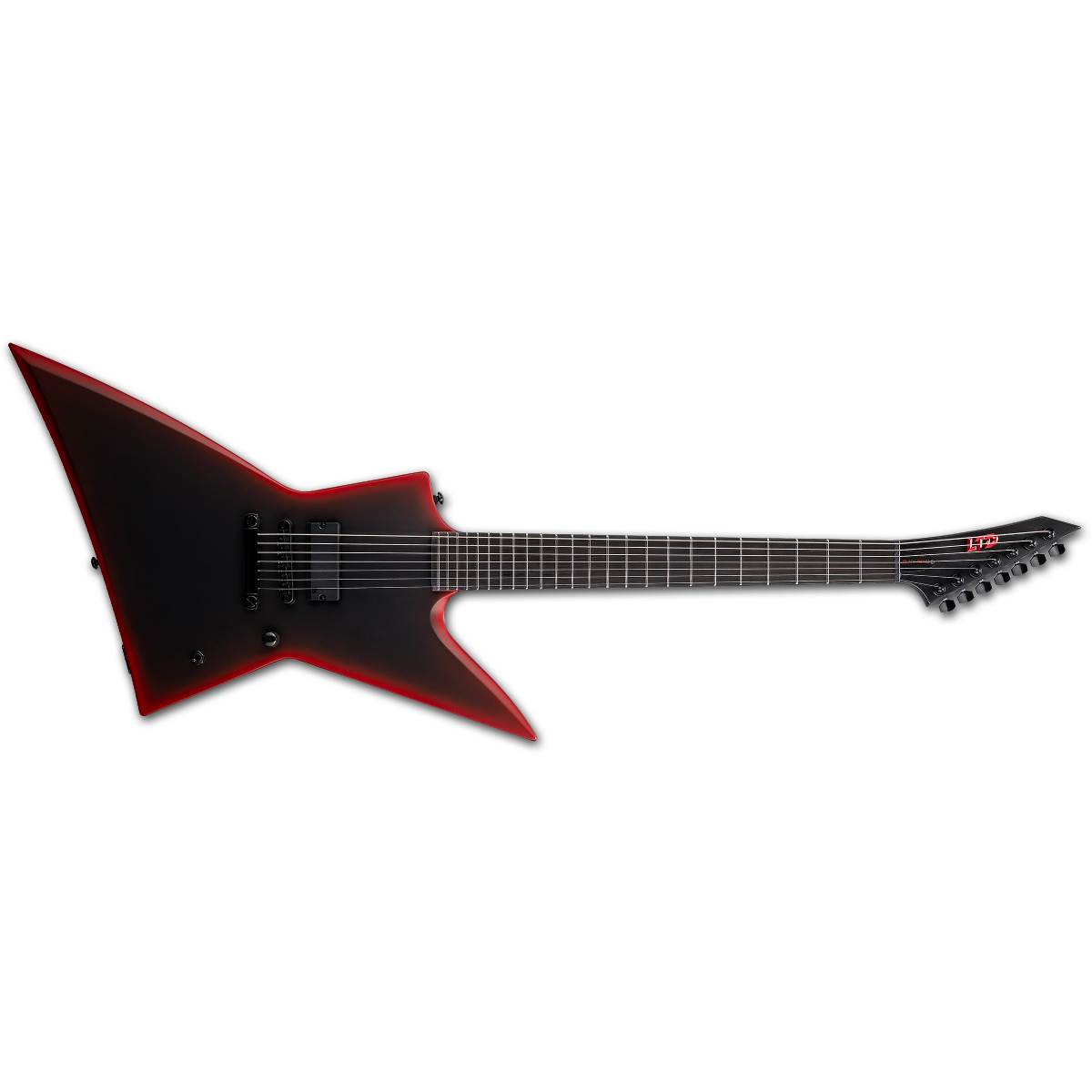 ESP LTD EXL-7 Baritone Black Metal Electric Guitar 7-String Black Red Burst Satin w/ Duncan