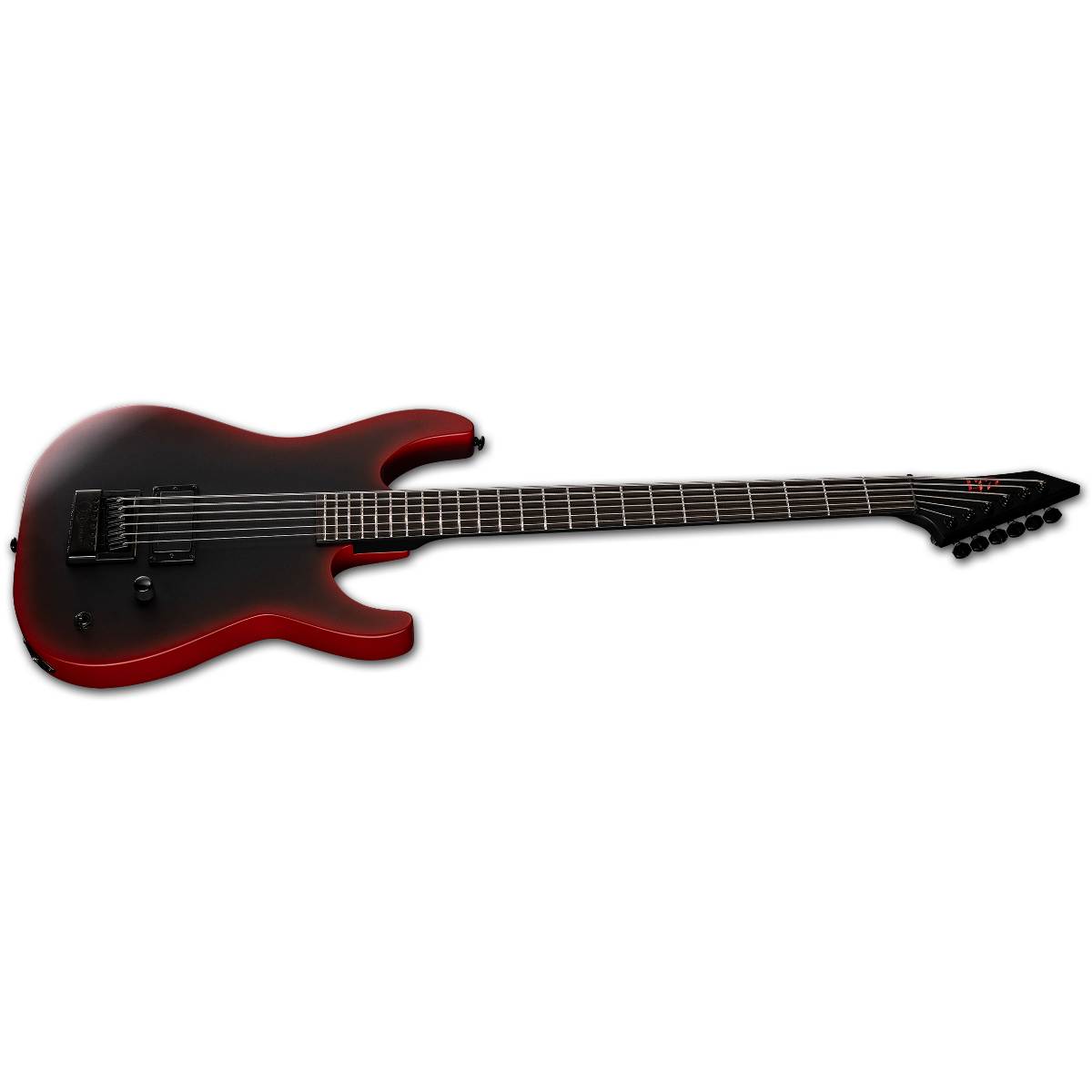 ESP LTD M-6 Baritone Evertune 30 Black Metal Electric Guitar Black Red Burst Satin w/ Duncan