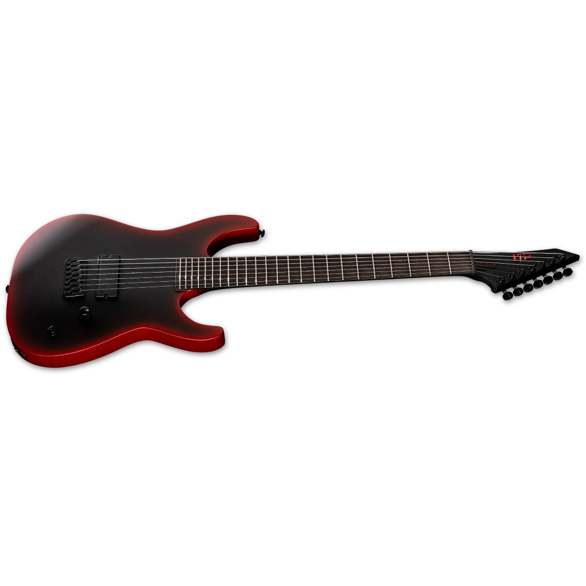 ESP LTD M-7HT Baritone Black Metal Electric Guitar 7-String Black Red Burst Satin w/ Duncan