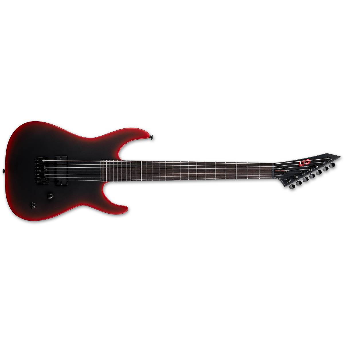 ESP LTD M-7HT Baritone Black Metal Electric Guitar 7-String Black Red Burst Satin w/ Duncan
