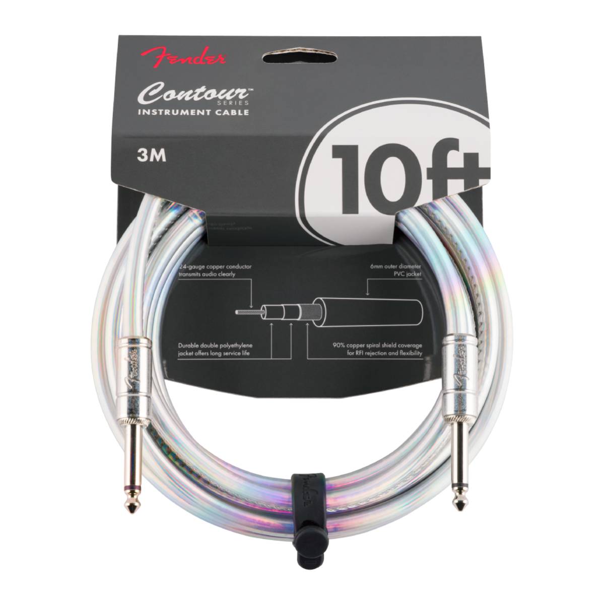 Fender Contour Series Instrument Cable 3m (10ft) Guitar Lead Iridescent - 0990571133
