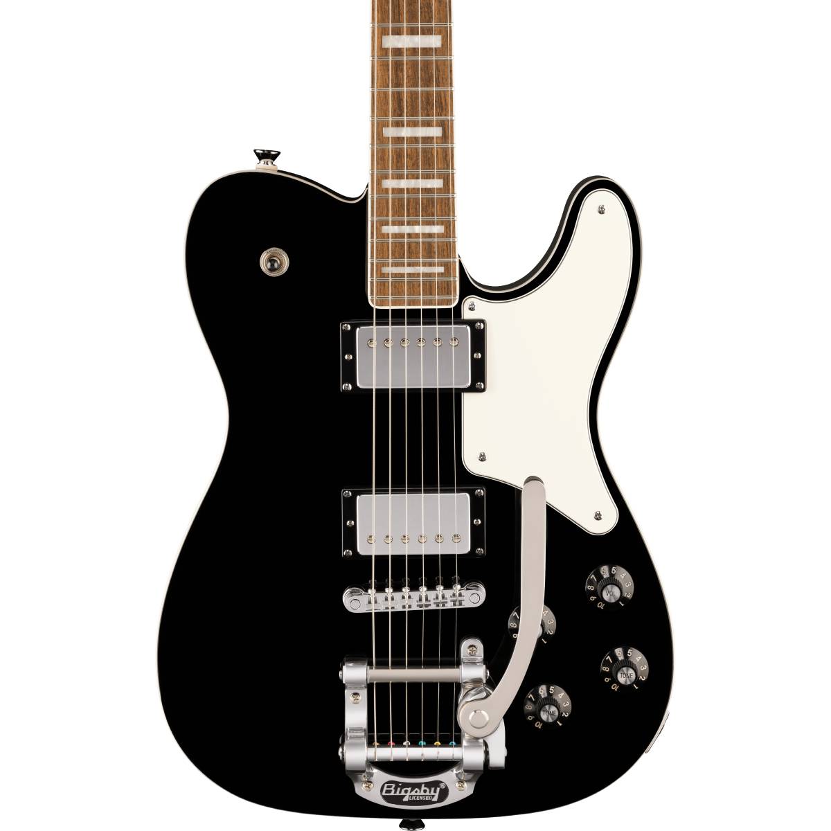 Fender Squier Paranormal Troublemaker Telecaster Deluxe Bigsby Electric Guitar Black w/ Parchment Pickguard - 0377065506