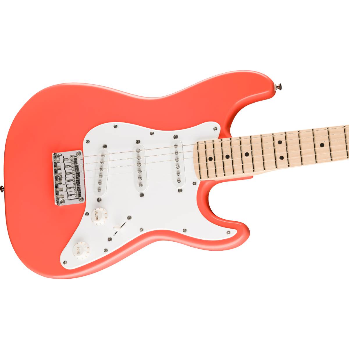 Fender Squier FSR Mini Stratocaster Electric Guitar Tahitian Coral w/ White Pickguard - 0370122511